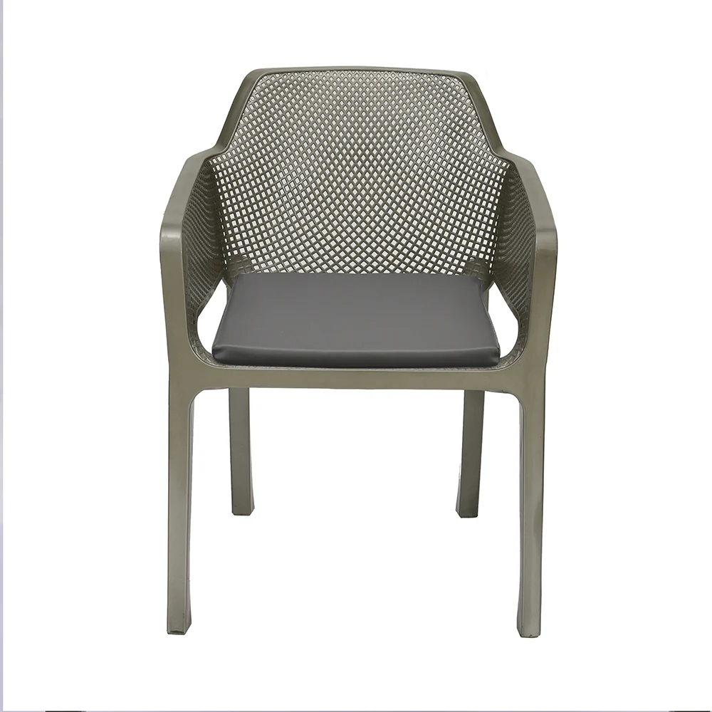 Nilkamal Captain Plastic Arm Chair With Leatherette Cushion (Metallic Dark) - Image 2