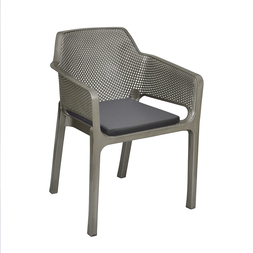 Nilkamal Captain Plastic Arm Chair With Leatherette Cushion (Metallic Dark) - Image 3