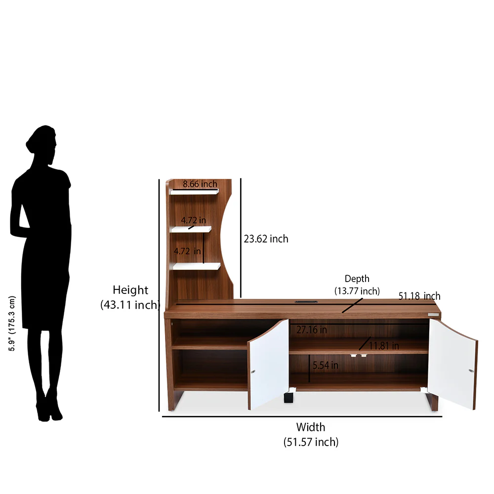 Nilkamal Caspian Wall Unit (Walnut and White) - Image 9