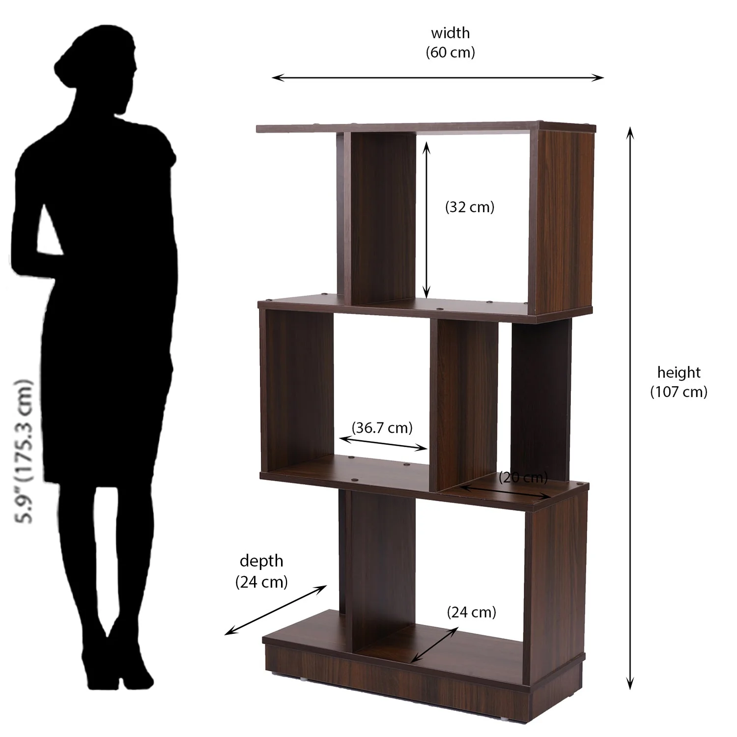 Nilkamal Checkers 3 Tier Book Shelf (Walnut) - Image 9