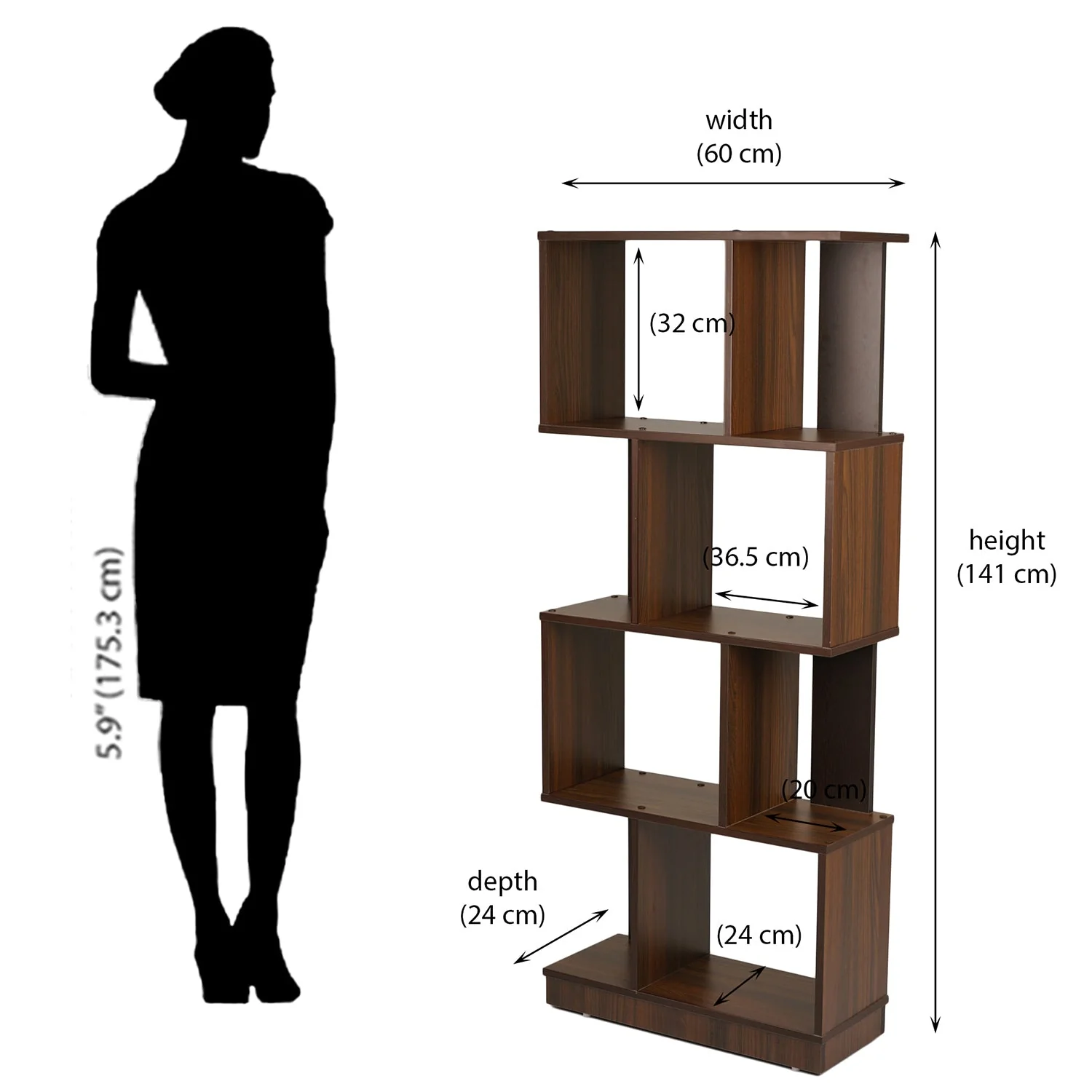 Nilkamal Checkers 4 Tier Book Shelf (Walnut) - Image 9