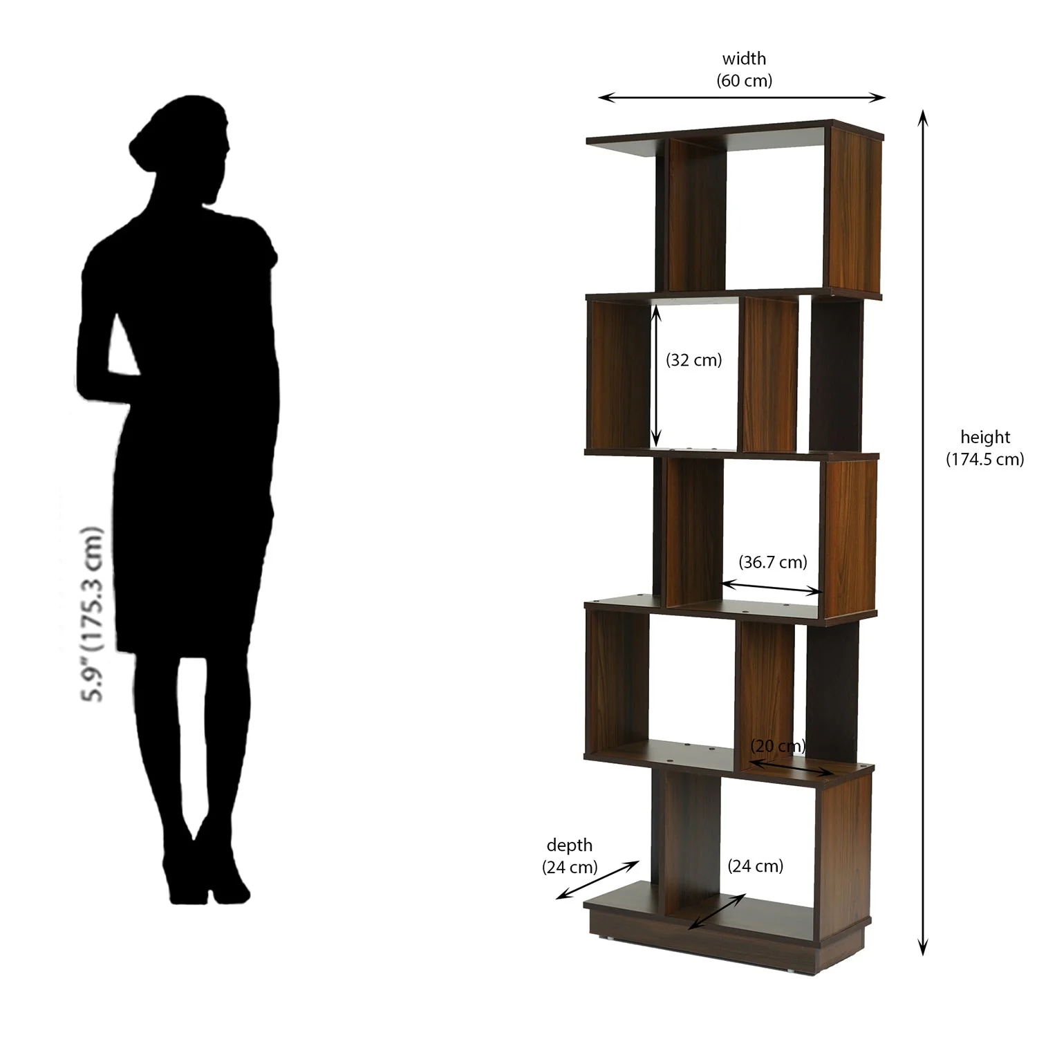 Nilkamal Checkers 5 Tier Book Shelf (Walnut) - Image 8