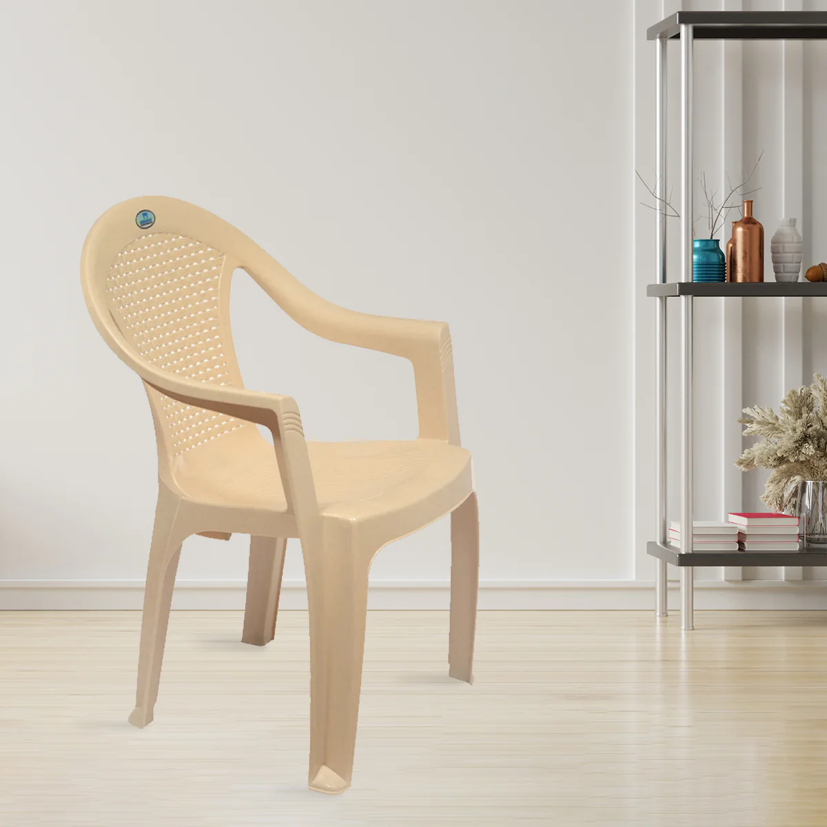 Nilkamal CHR2051 Plastic Arm Chair (Marble Beige) - Image 2