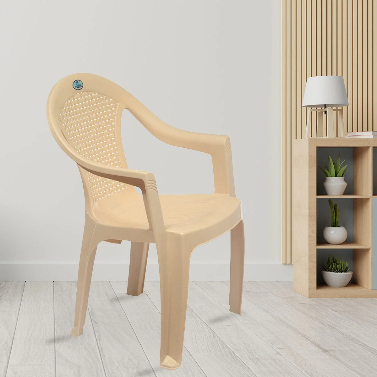 Nilkamal CHR2051 Plastic Arm Chair (Marble Beige) - Image 3