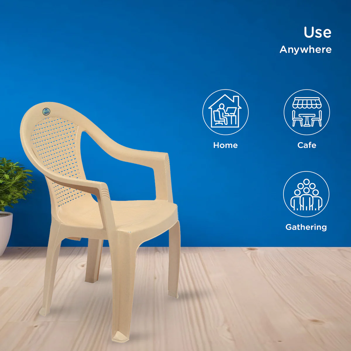 Nilkamal CHR2051 Plastic Arm Chair (Marble Beige) - Image 4