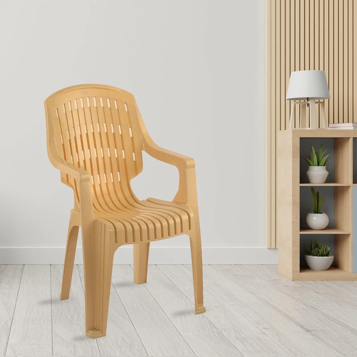 Nilkamal CHR2230 Plastic Arm Chair (Marble Beige) - Image 2