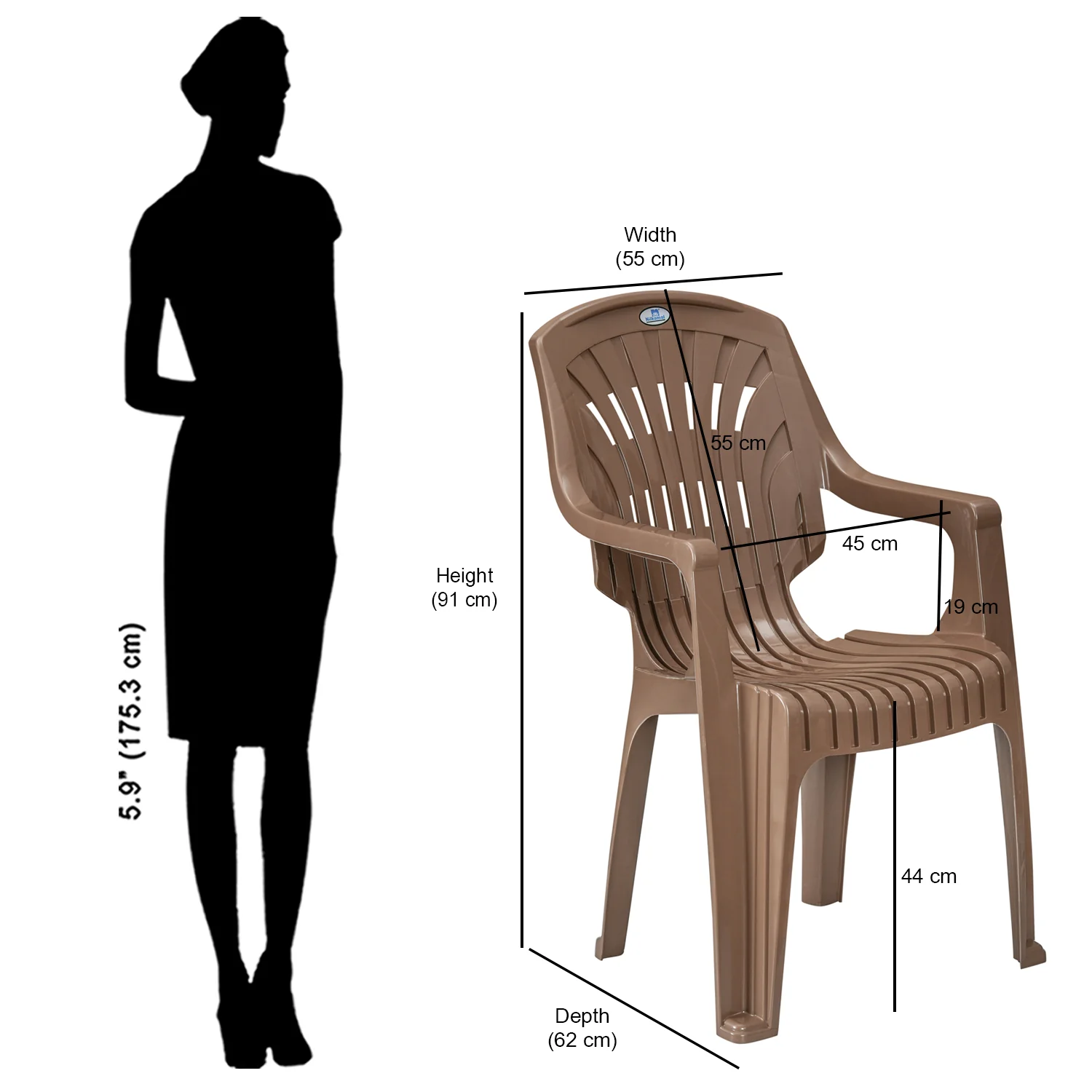 Nilkamal CHR2231 Plastic Arm Chair - Image 4