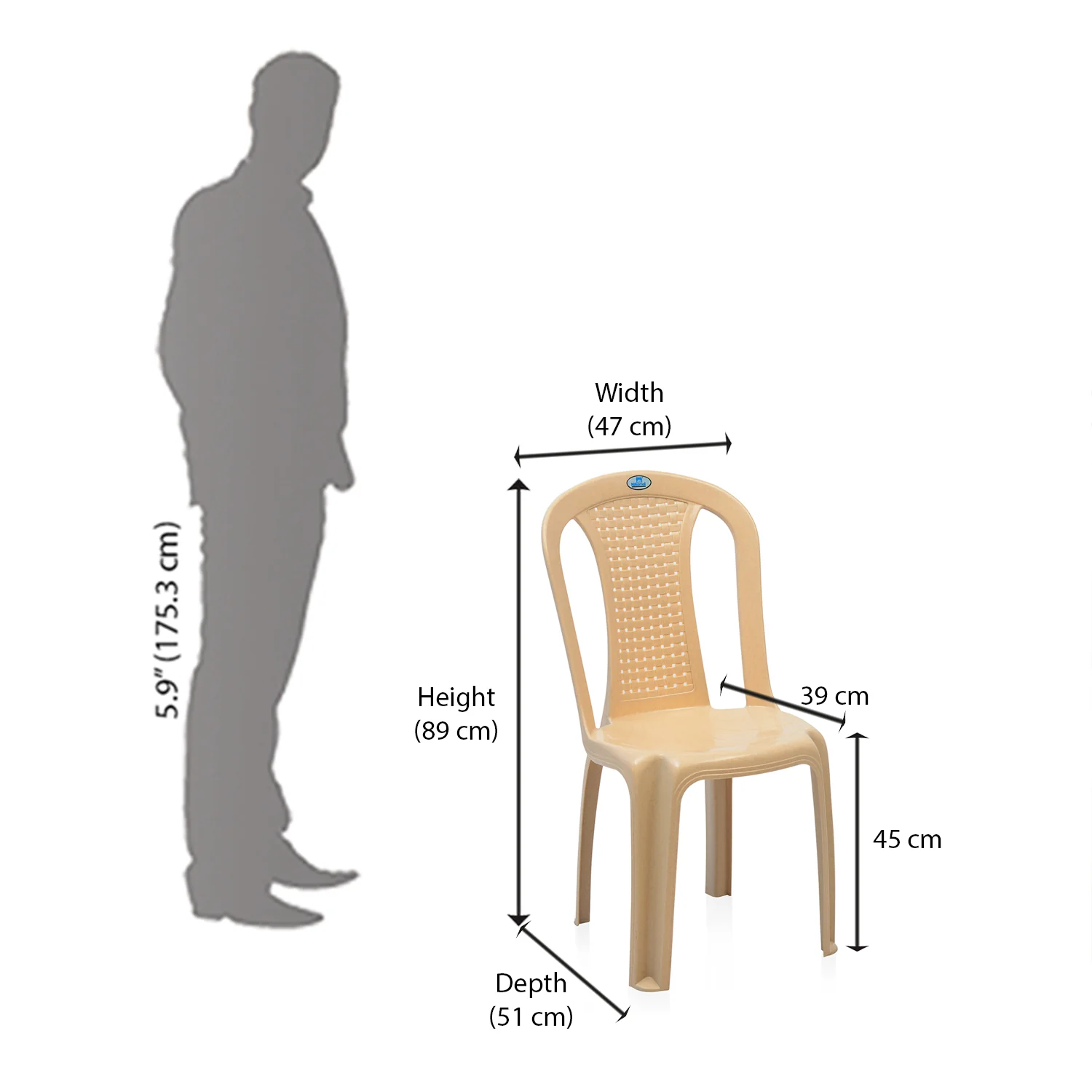 Nilkamal CHR4002 Plastic Armless Chair (Marble Beige) - Image 11