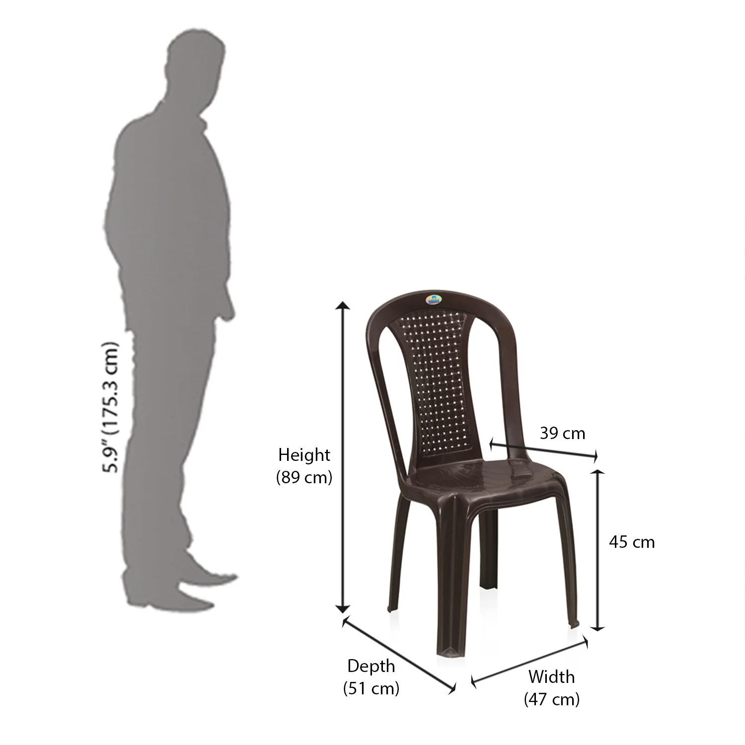 Nilkamal CHR4002 Plastic Armless Chair (Weather Brown) - Image 10
