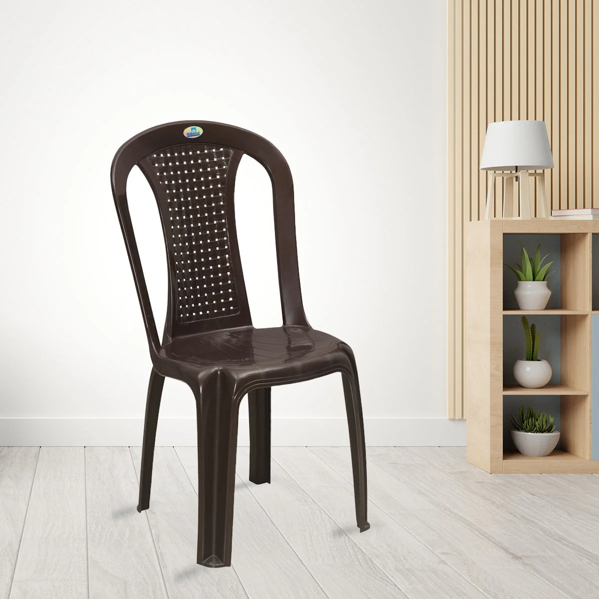 Nilkamal CHR4002 Plastic Armless Chair (Weather Brown) - Image 2