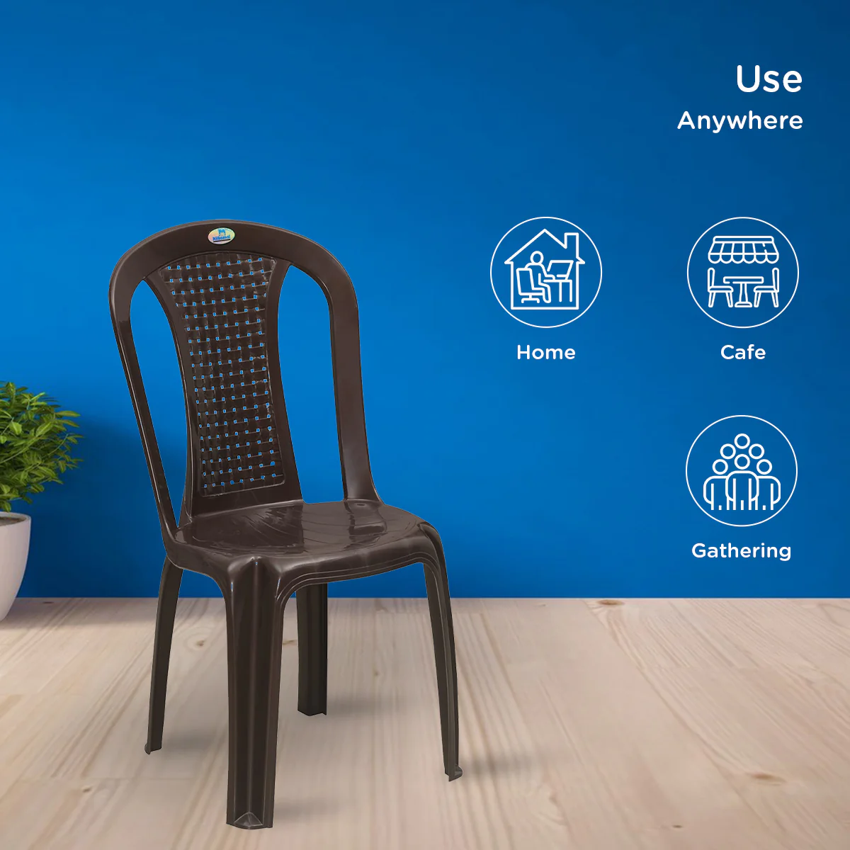 Nilkamal CHR4002 Plastic Armless Chair (Weather Brown) - Image 3
