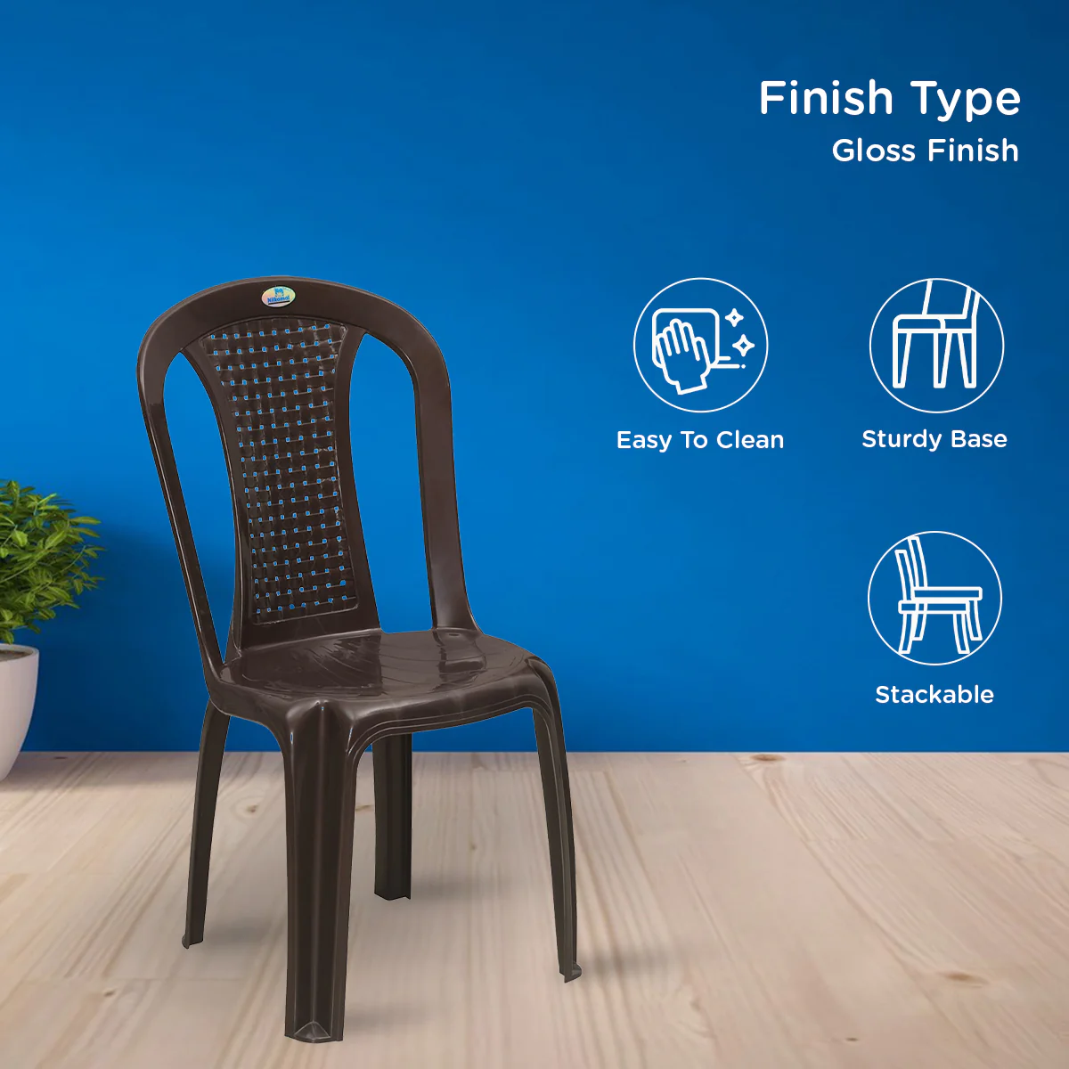 Nilkamal CHR4002 Plastic Armless Chair (Weather Brown) - Image 4