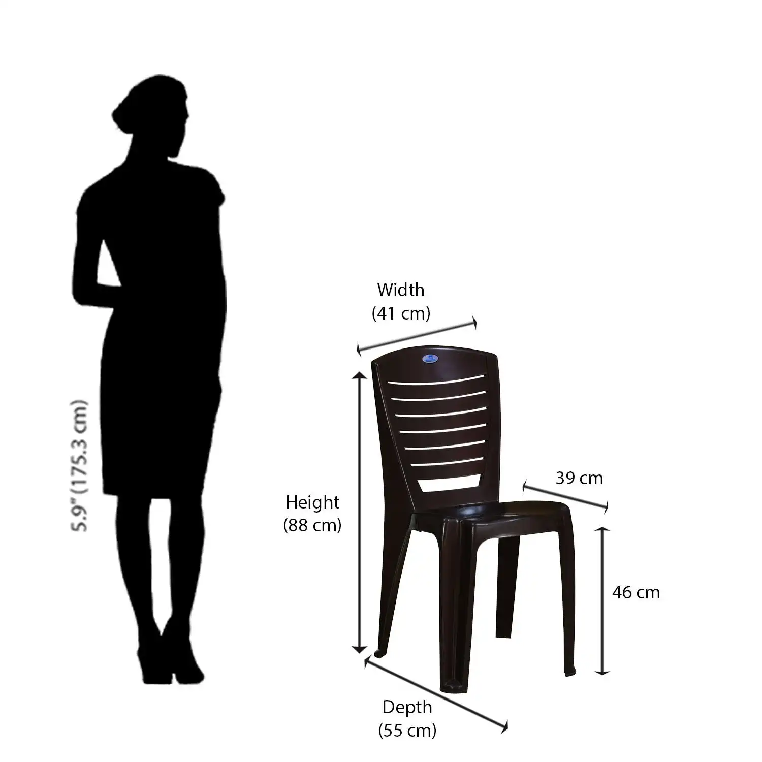 Nilkamal CHR4025 Plastic Armless Chair (Weather Brown) - Image 8