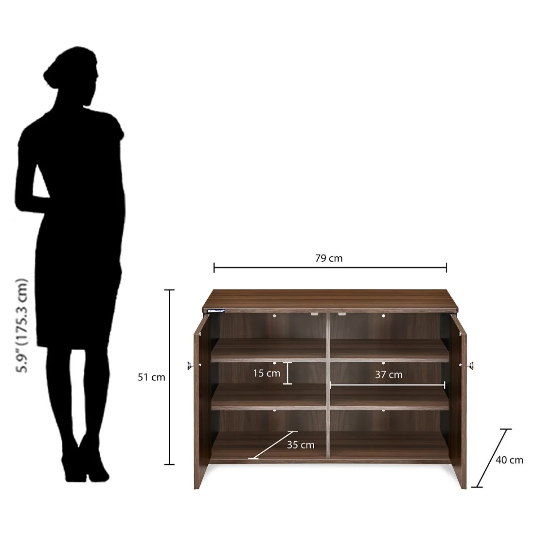 Nilkamal Churchill Shoe Cabinet (Classic Walnut) - Image 10