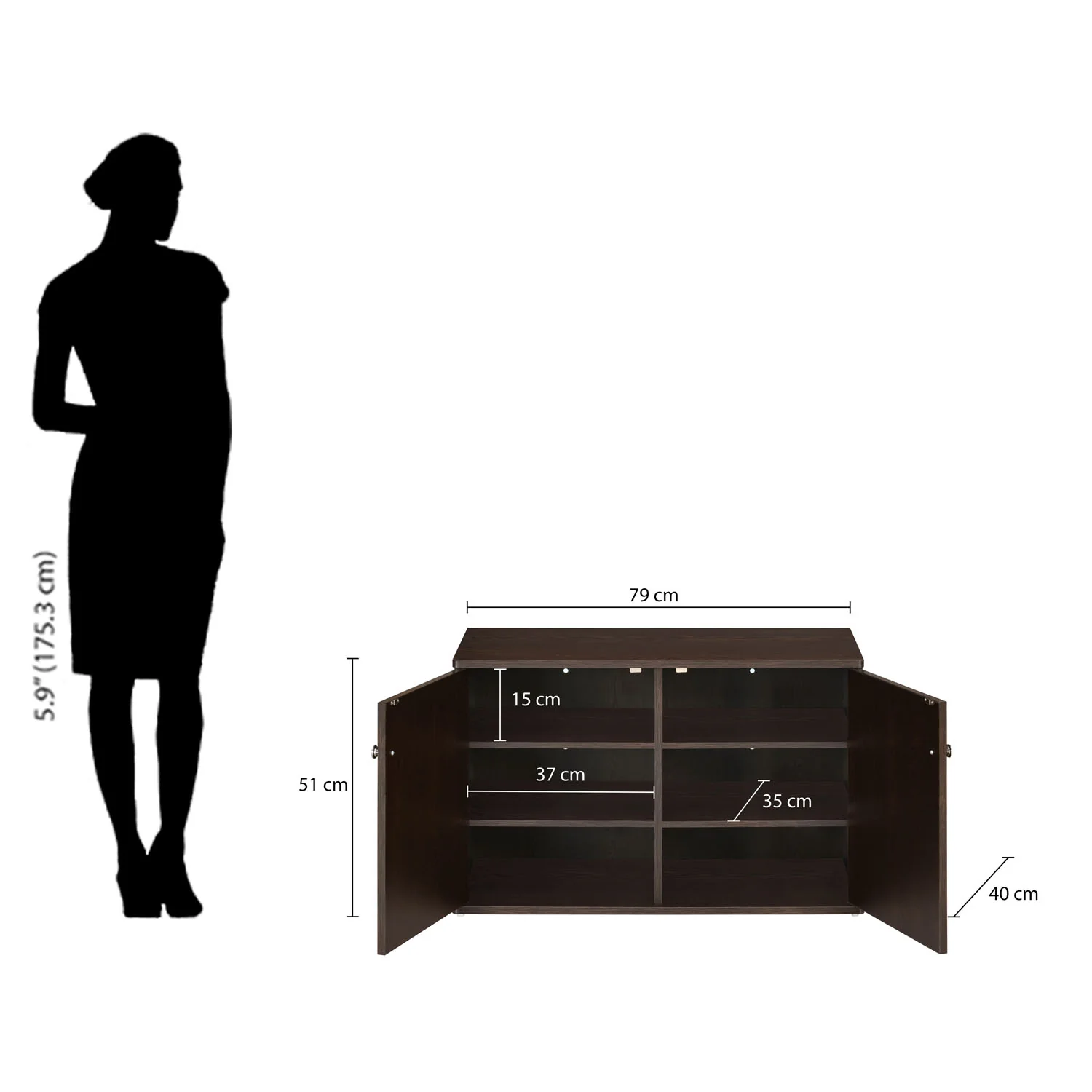 Nilkamal Churchill Shoe Cabinet (Classic Walnut) - Image 16