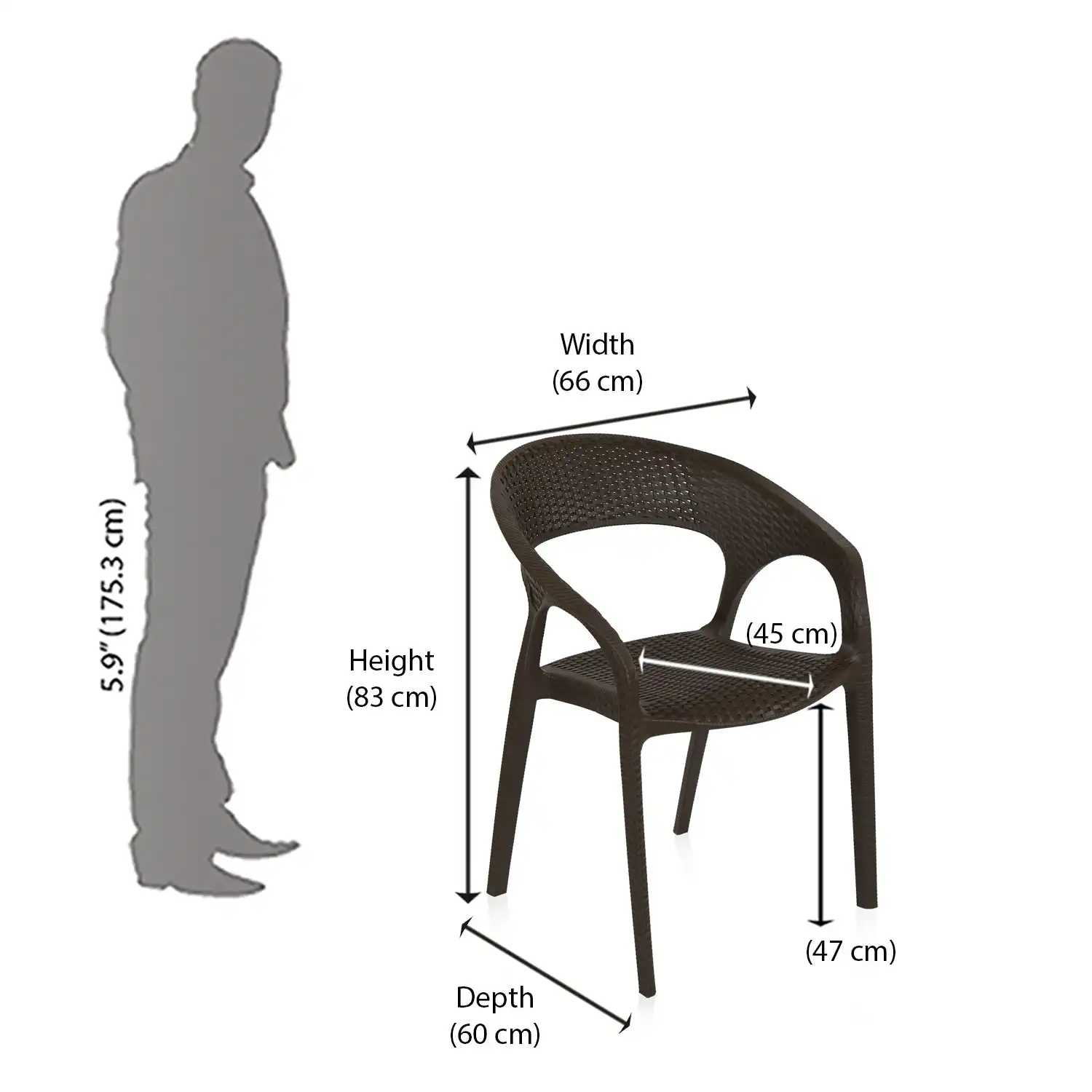 Nilkamal Club Plastic Arm Chair (Season Rust Brown) - Image 12