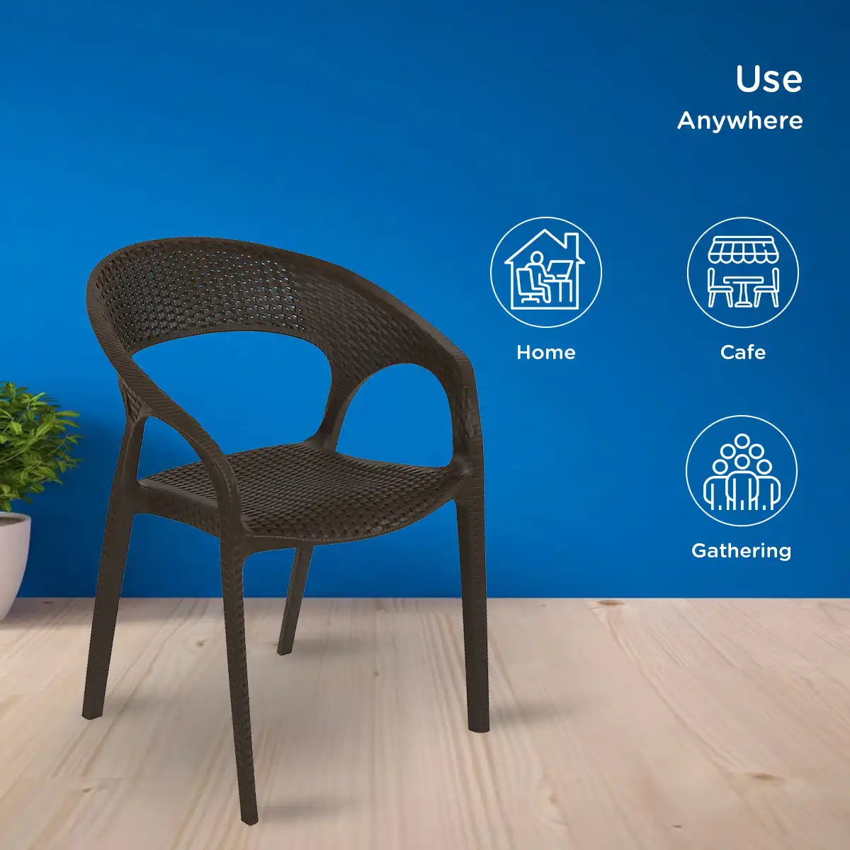Nilkamal Club Plastic Arm Chair (Season Rust Brown) - Image 4