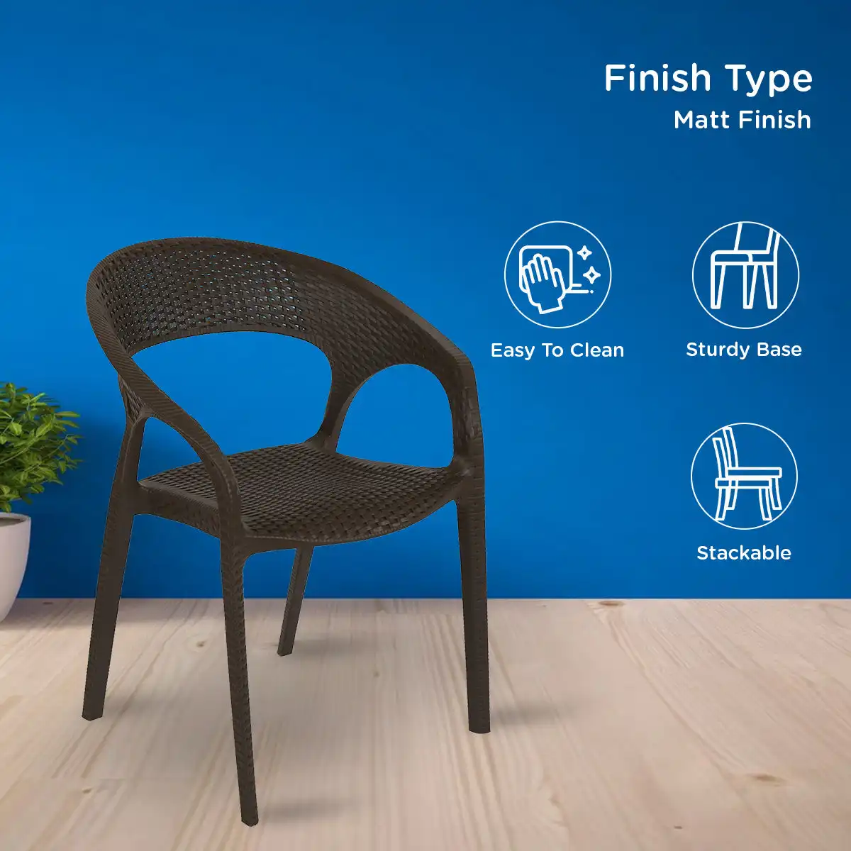 Nilkamal Club Plastic Arm Chair (Season Rust Brown) - Image 5