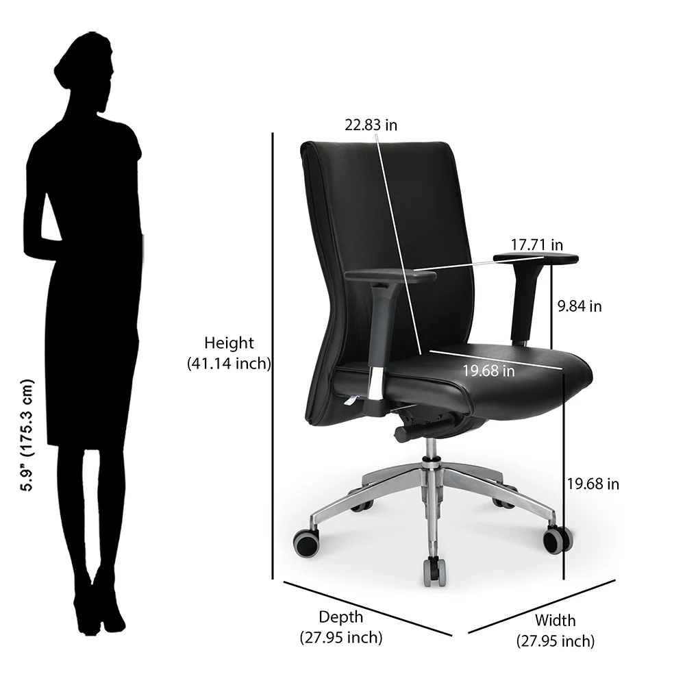 Nilkamal Command Mid Back Leatherette Office Chair (Black) - Image 10