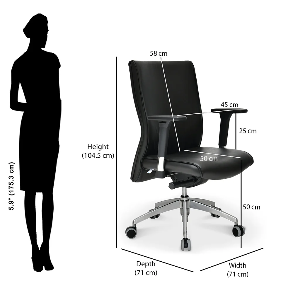 Nilkamal Command Mid Back Leatherette Office Chair (Black) - Image 9