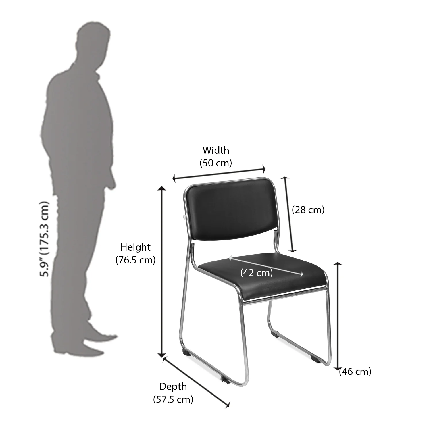Nilkamal Contract 01 without Arm Visitor Chair (Black) - Image 6
