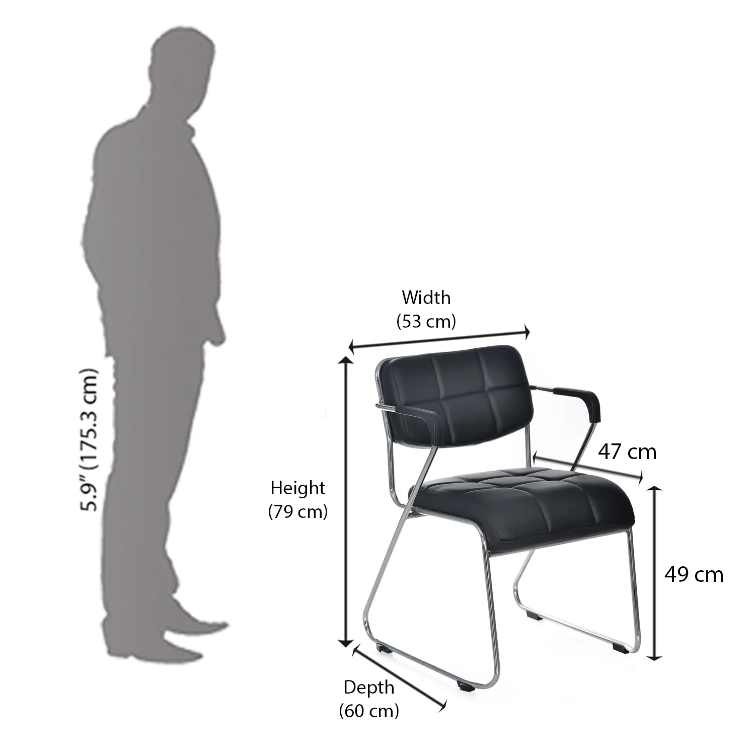 Nilkamal Contract 02 with Arm Visitor Chair (Black) - Image 10