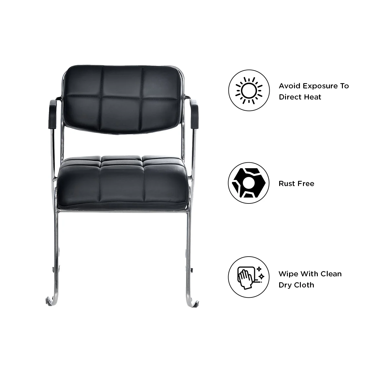 Nilkamal Contract 02 with Arm Visitor Chair (Black) - Image 4
