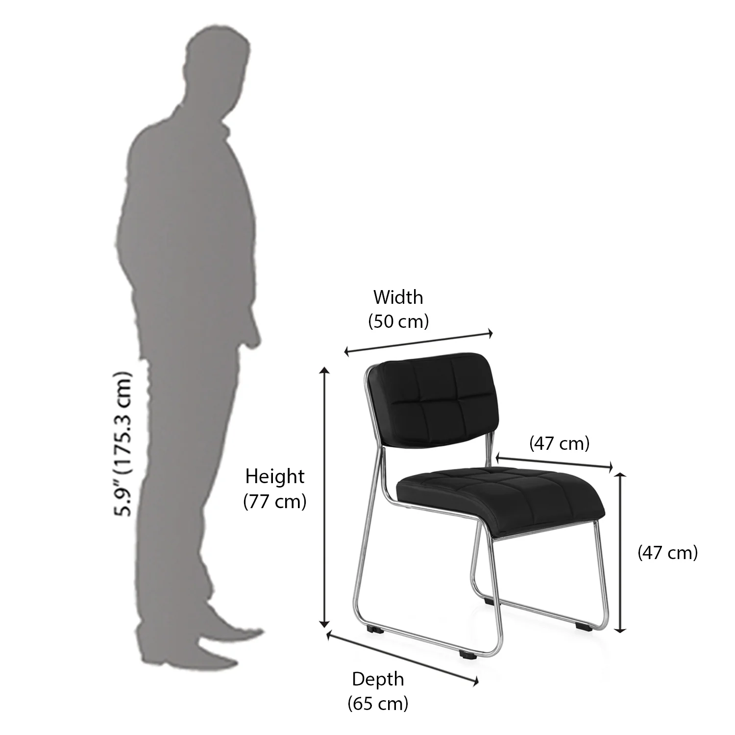 Nilkamal Contract 02 without Arm Visitor Chair (Black) - Image 7