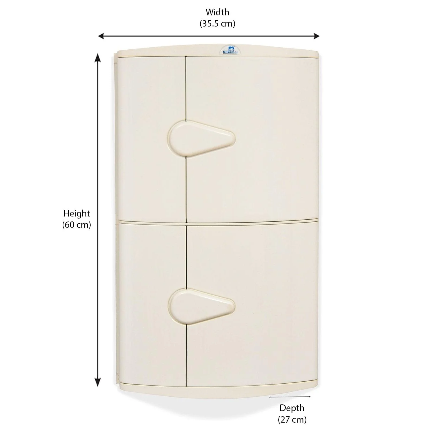 Nilkamal 2 Door Plastic Storage Corner Cabinet (Ivory) - Image 6