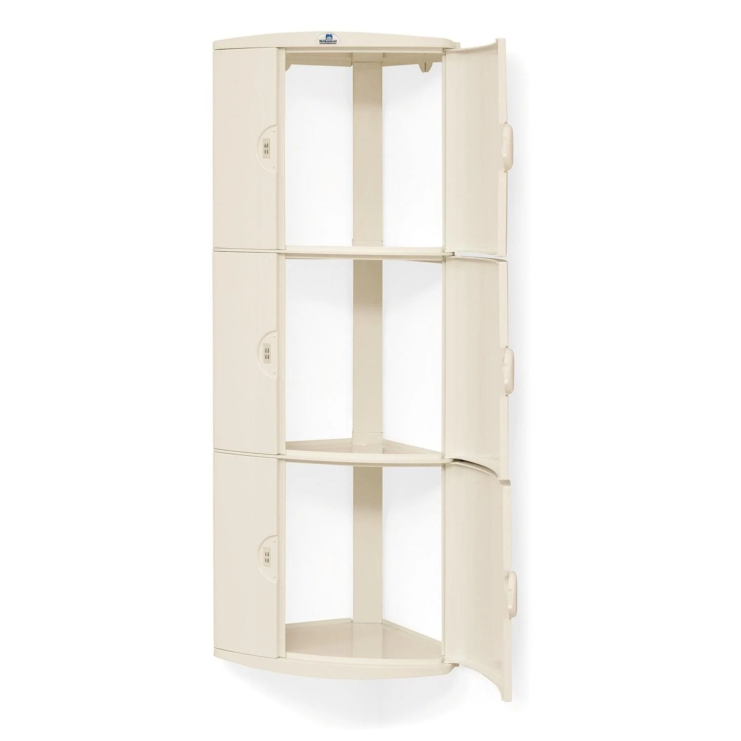 Nilkamal 3 Door Plastic Storage Corner Cabinet (Ivory) - Image 5