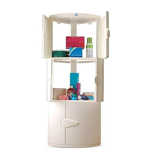 Nilkamal 3 Door Plastic Storage Corner Cabinet (Ivory) - Image 6