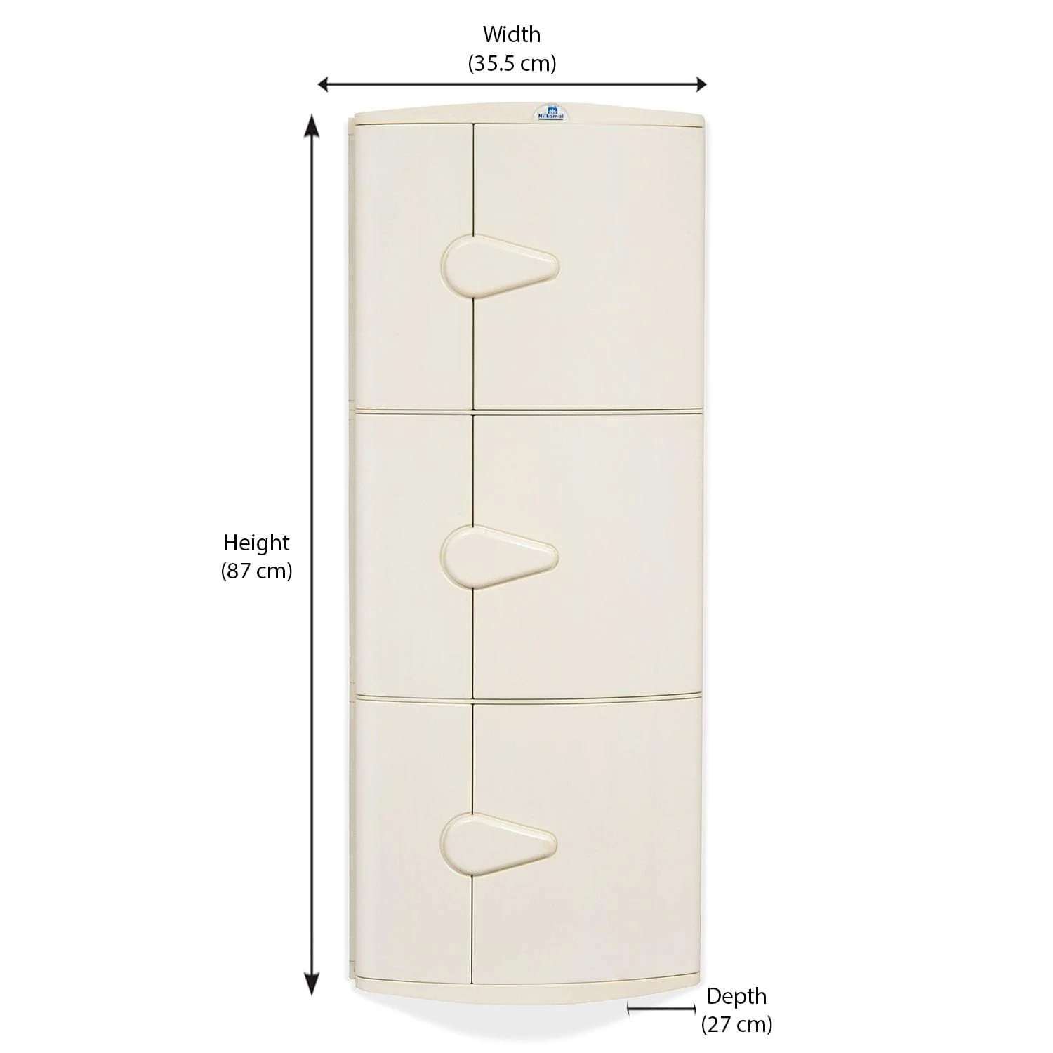 Nilkamal 3 Door Plastic Storage Corner Cabinet (Ivory) - Image 8