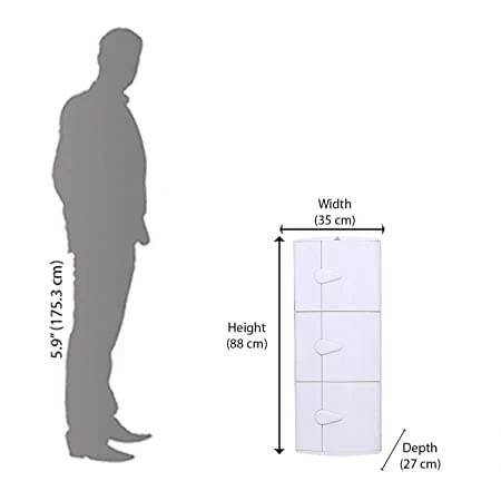 Nilkamal 3 Door Plastic Storage Corner Cabinet (Ivory) - Image 9