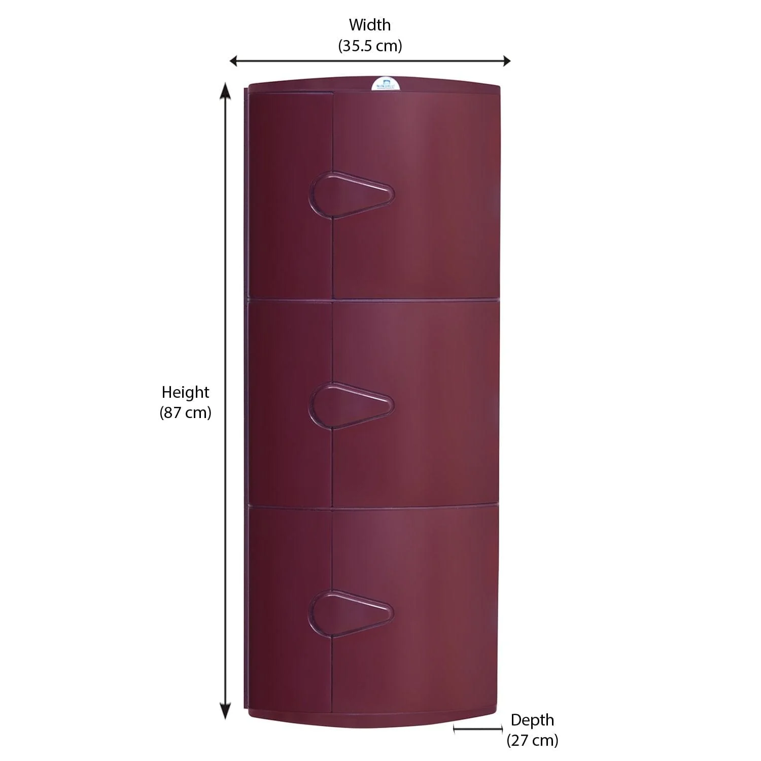 Nilkamal 3 Door Plastic Storage Corner Cabinet (Maroon) - Image 6