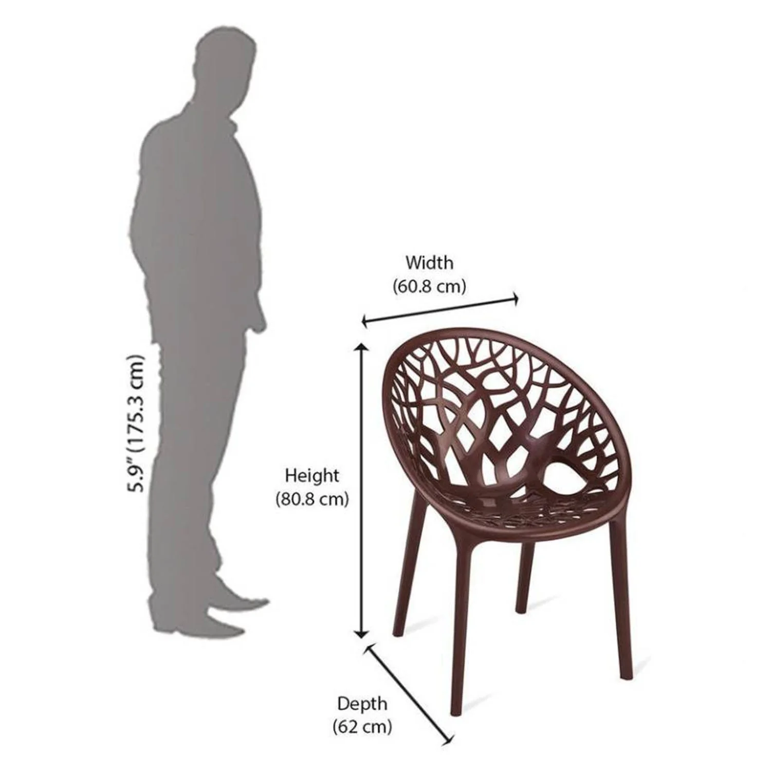 Nilkamal Crystal Polypropylene Premium Chair (Weather Brown) - Image 13