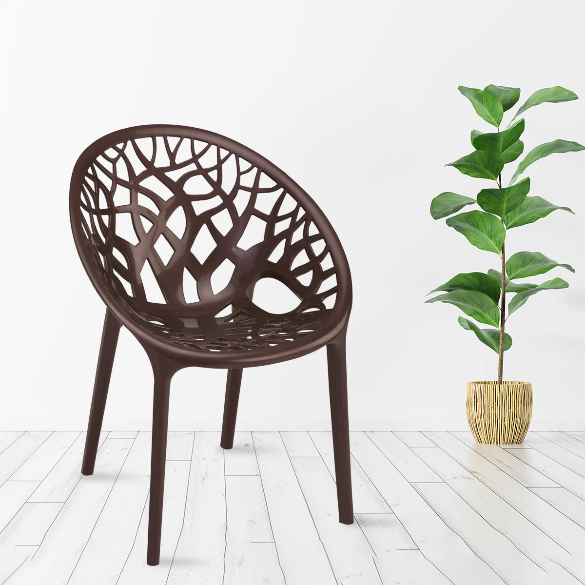 Nilkamal Crystal Polypropylene Premium Chair (Weather Brown) - Image 4