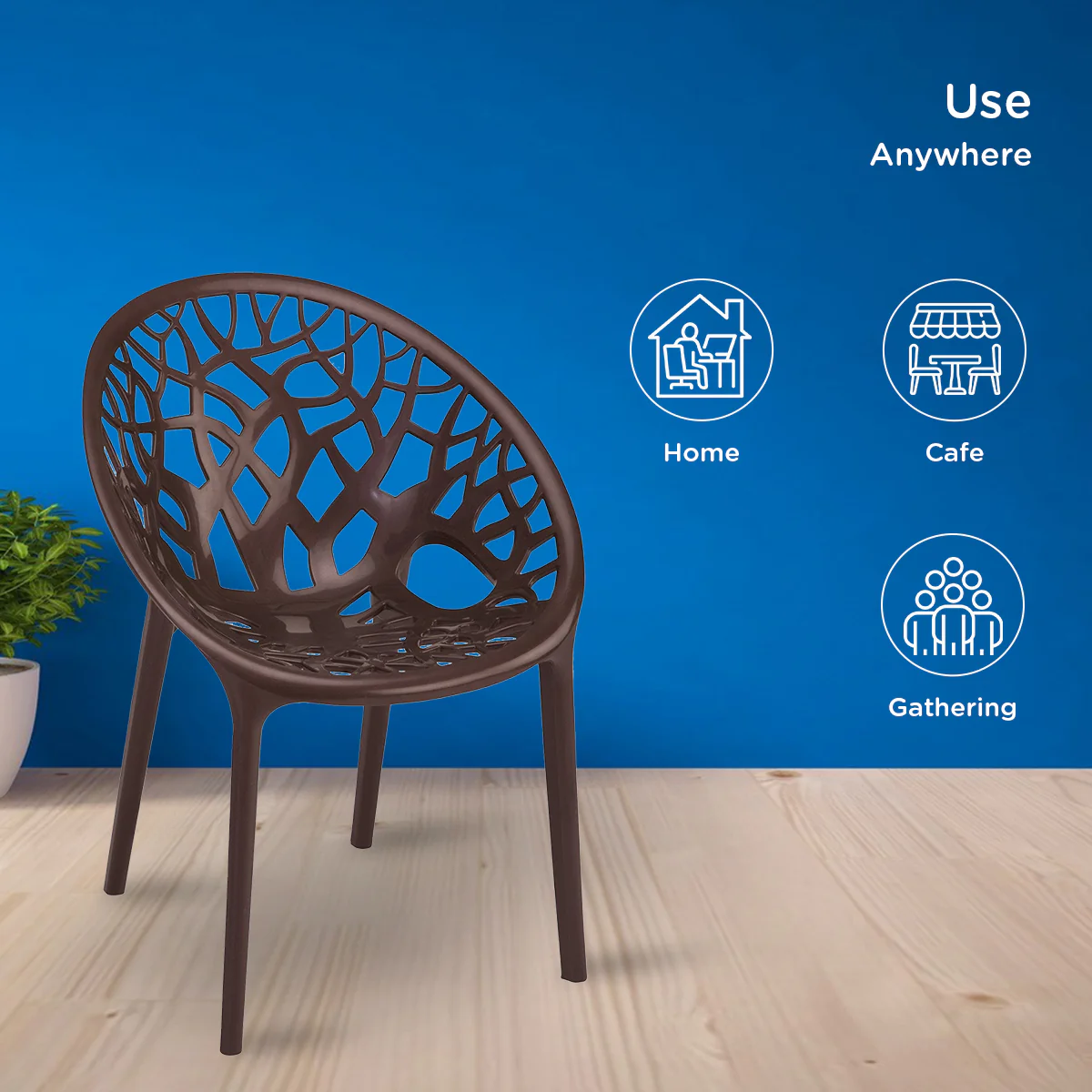 Nilkamal Crystal Polypropylene Premium Chair (Weather Brown) - Image 5