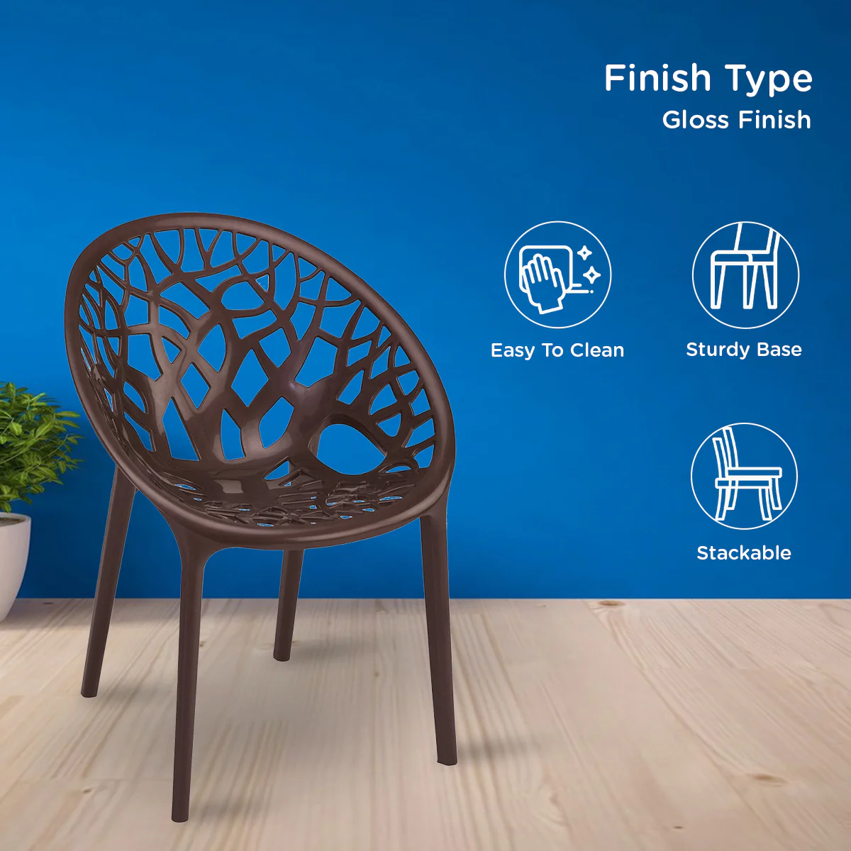 Nilkamal Crystal Polypropylene Premium Chair (Weather Brown) - Image 6