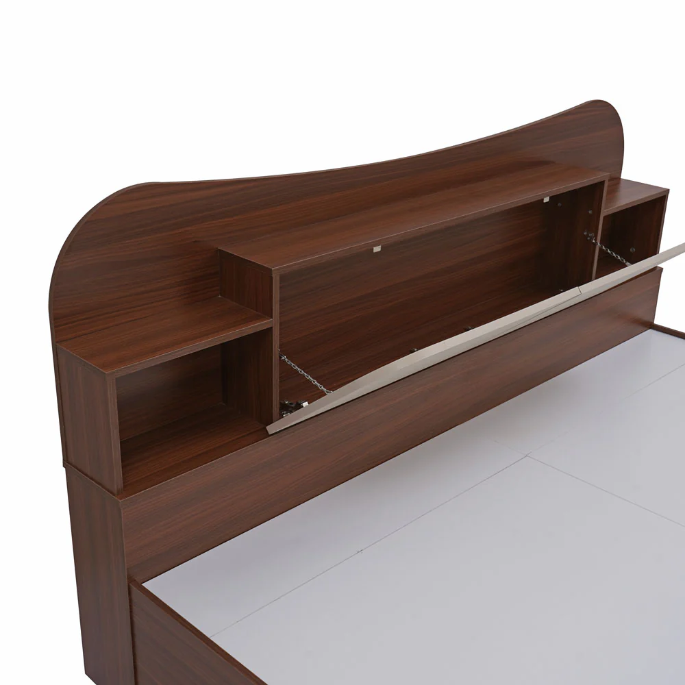 Nilkamal Daffodil King Bed with Box Storage (Walnut) - Image 4