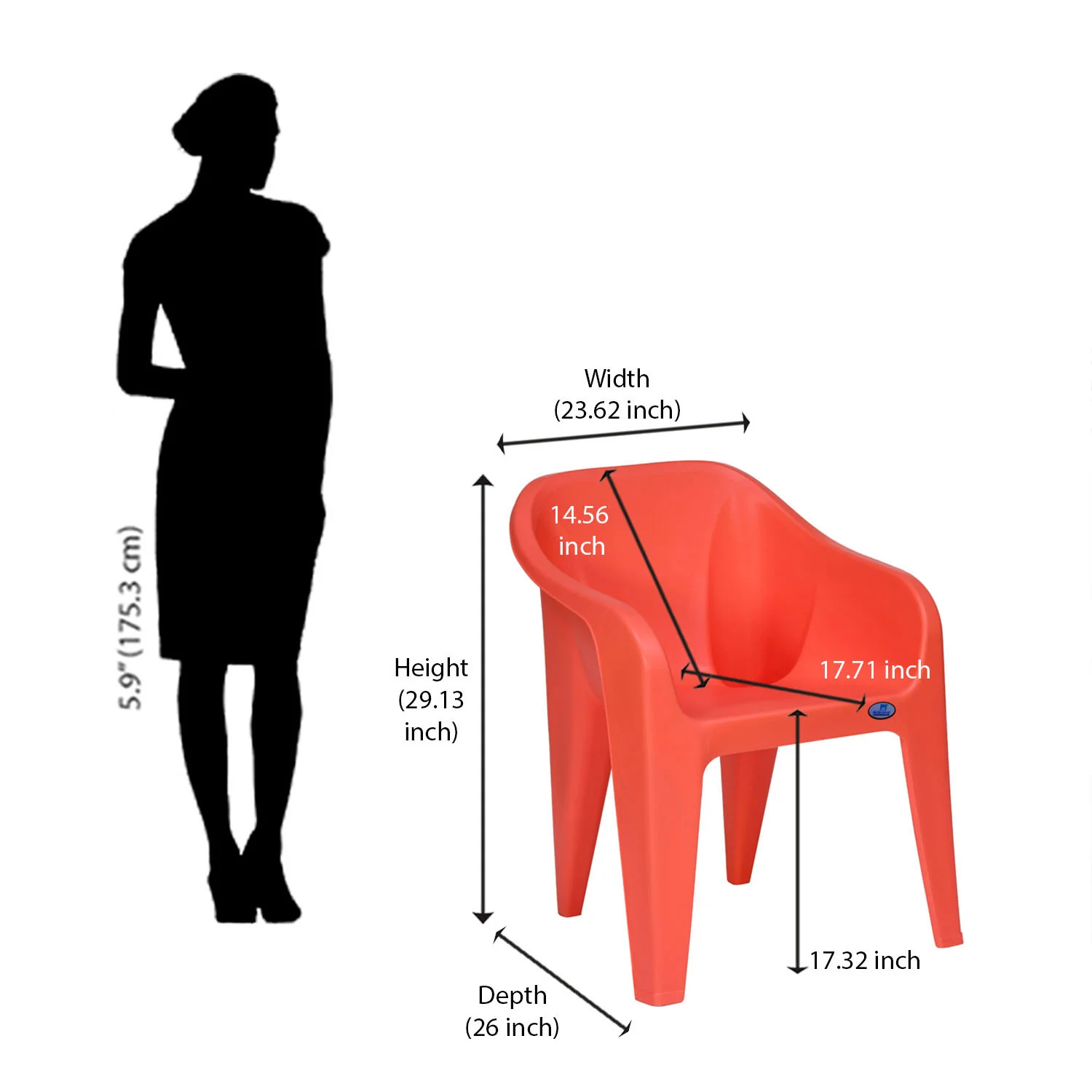 Nilkamal Eeezy Go Plastic Arm Chair (Peach) - Image 11