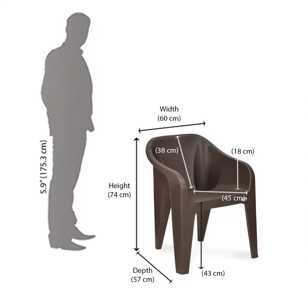 Nilkamal Eeezy Go Plastic Armchair (Season Rust Brown) - Image 8