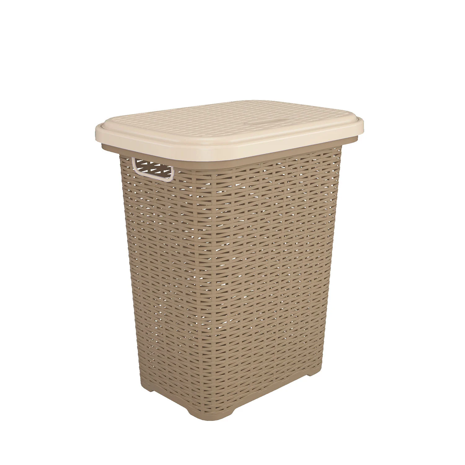 Nilkamal Elegance Laundry Basket 50 Litre with Lid (Sandy Brown & Marble Cream) - Image 7
