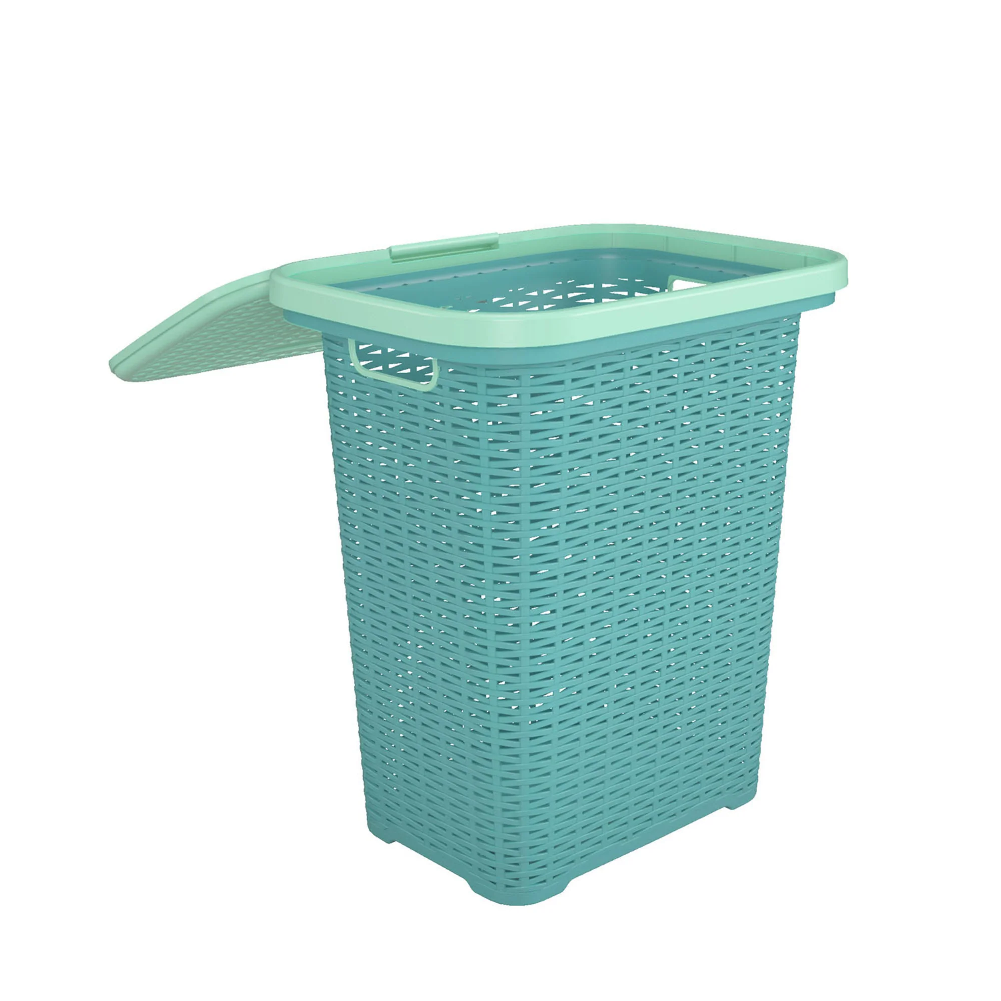 Nilkamal Elegance Laundry Basket 50 Litre with Lid (Sapphire Blue & Sea Blue) - Image 8