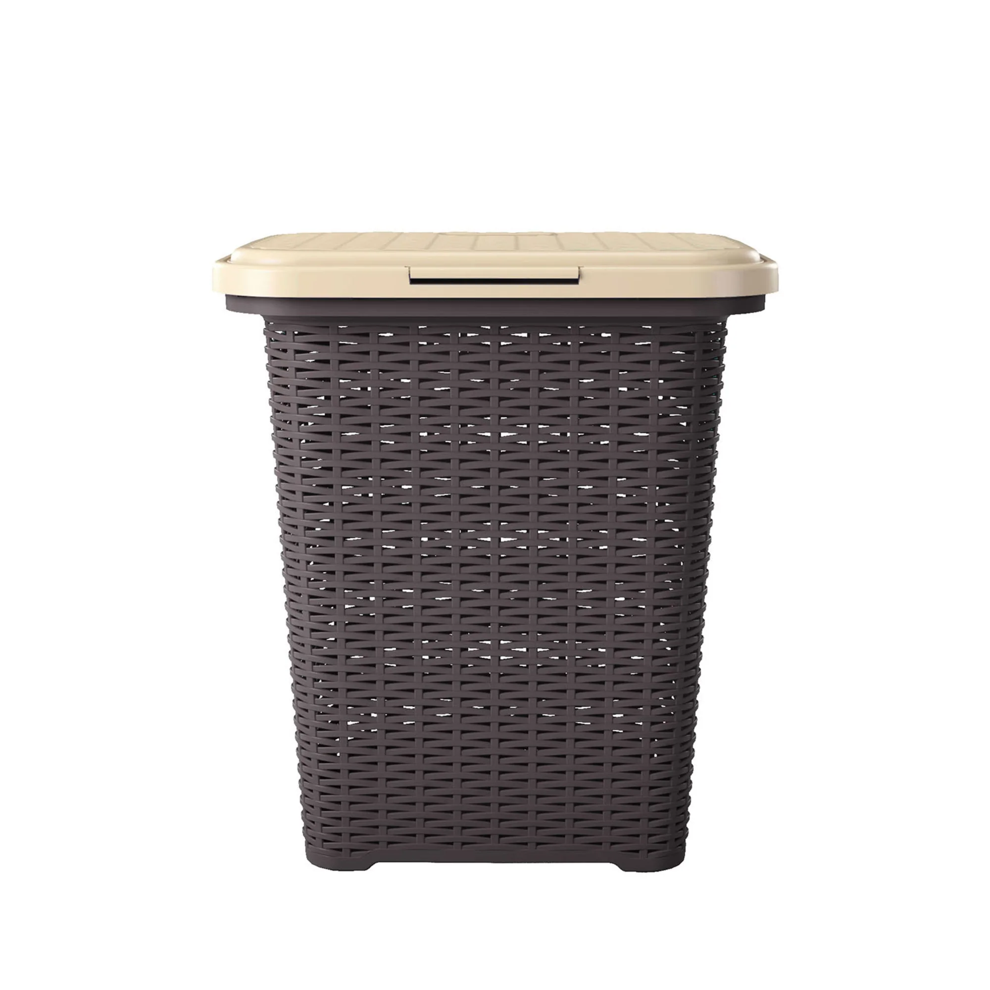 Nilkamal Elegance Laundry Basket 50 Litre with Lid (Season Rust Brown & Marble Beige) - Image 3