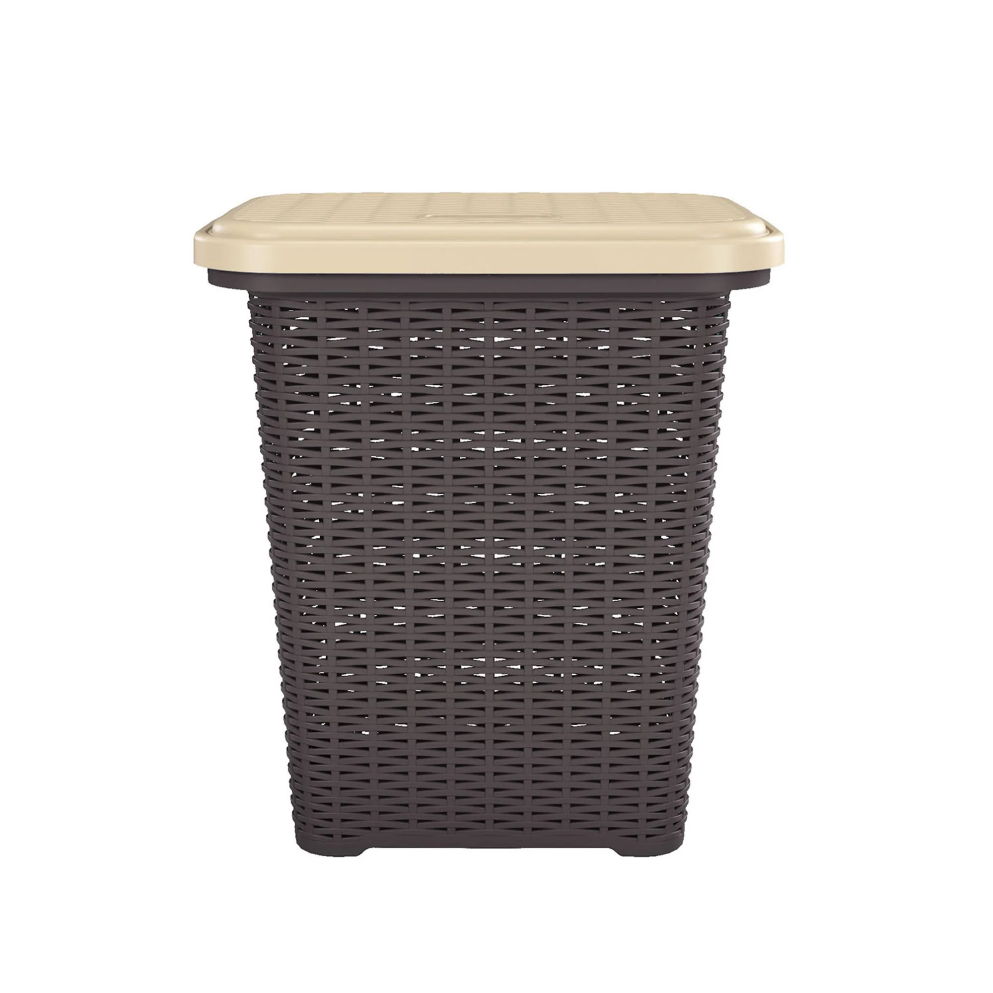 Nilkamal Elegance Laundry Basket 50 Litre with Lid (Season Rust Brown & Marble Beige) - Image 4