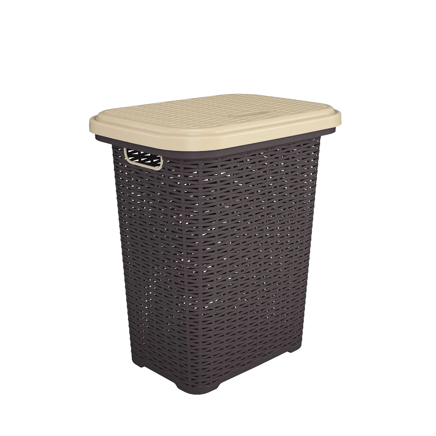 Nilkamal Elegance Laundry Basket 50 Litre with Lid (Season Rust Brown & Marble Beige) - Image 7