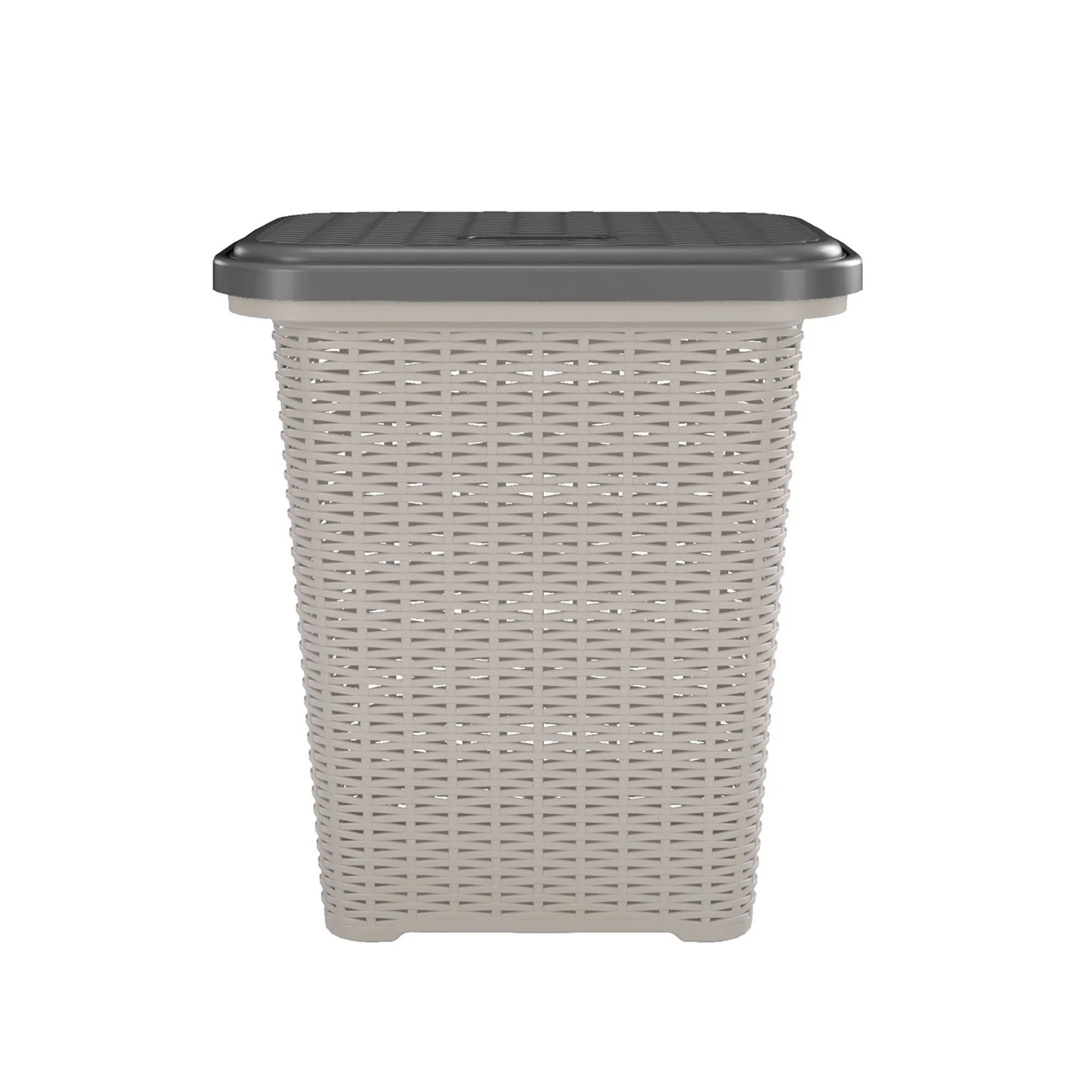 Nilkamal Elegance Laundry Basket 50 Litre with Lid  (Silky Grey & Charcoal Grey) - Image 3