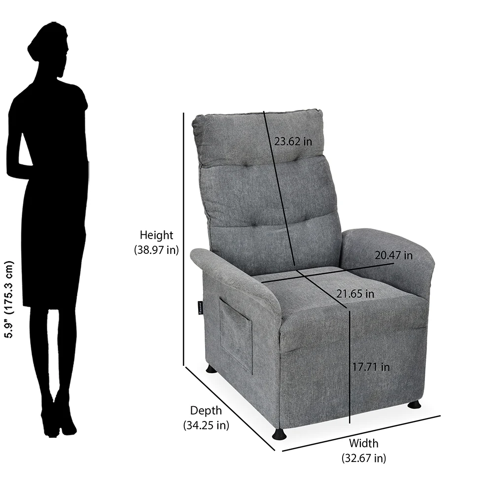 Nilkamal Electro 1 Seater Electric Recliner Sofa (Dark Grey) - Image 14