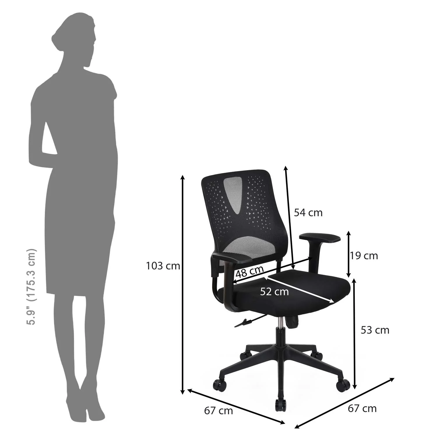 Nilkamal Enrich Mid Back Office Chair (Black) - Image 14