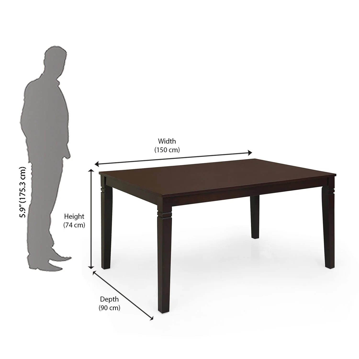 Nilkamal Fern 6 Seater Dining Table (Erin Brown) - Image 8
